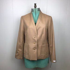 Pendleton Tan 100% Virgin Wool Classic Blazer Lined Jacket Size 10